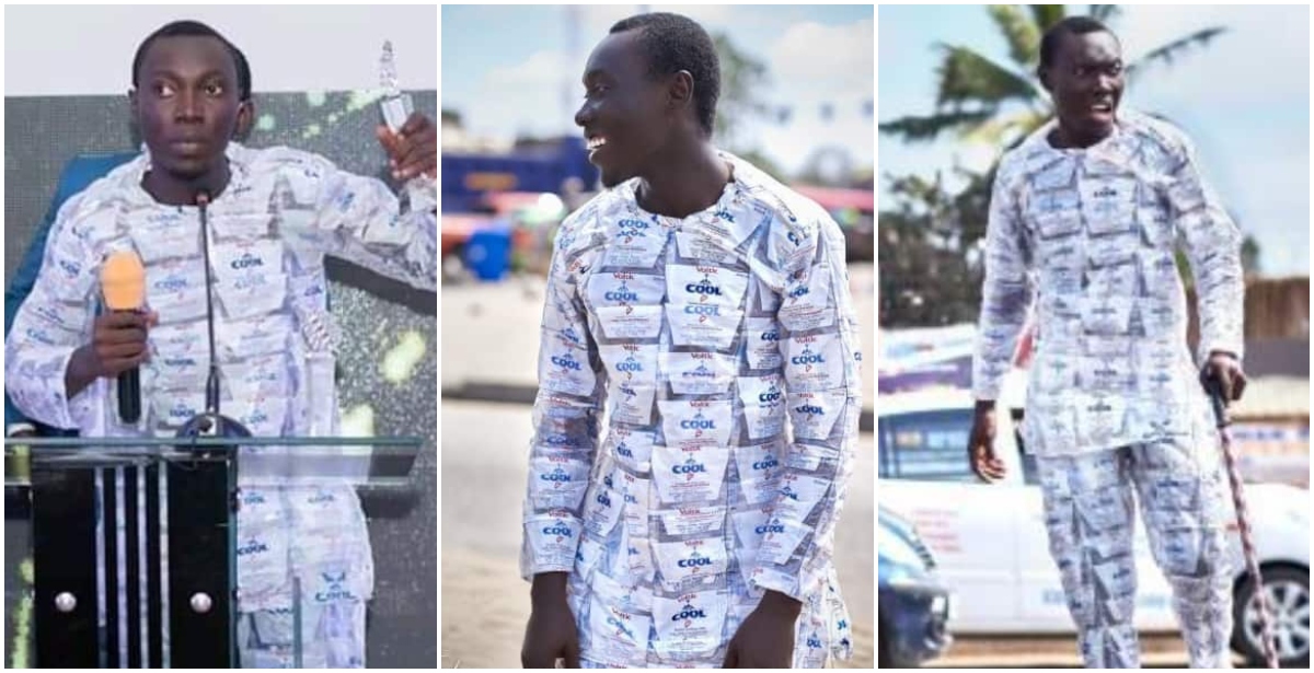 20-year-old level 200 UG student makes kaftan clothes with pure water rubbers