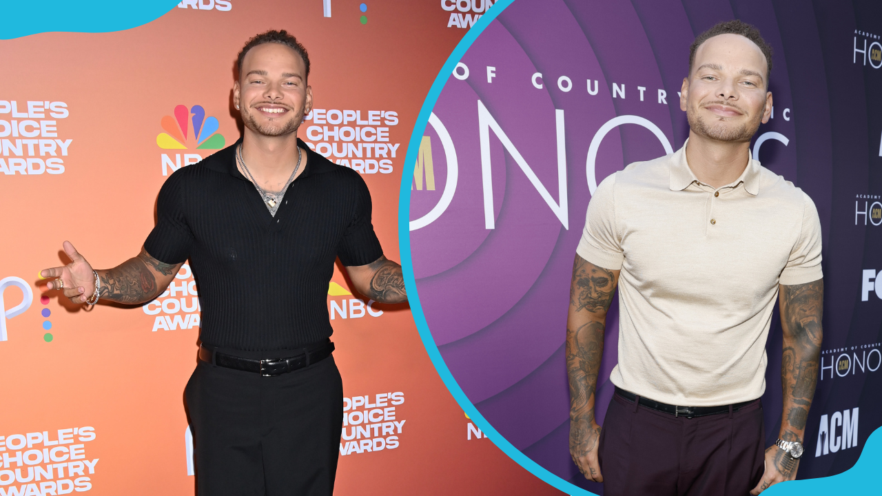 Kane Brown poses for photos at the red carpet in Nashville