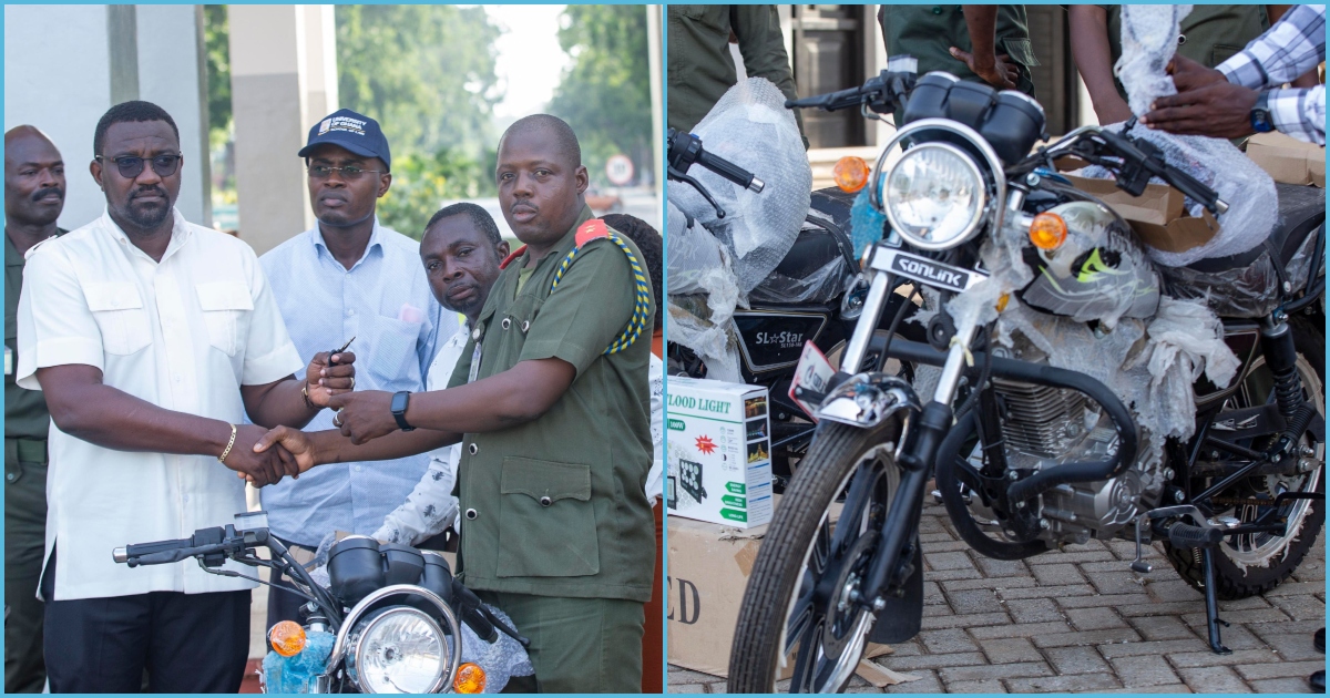 John Dumelo donates motorbikes, streetlights to University Of Ghana security services