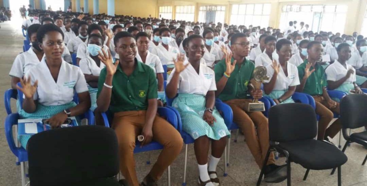 Prempeh boys send NSMQ trophy to 'their' Yaa Asantewaa Girls; photos show heightened emotions