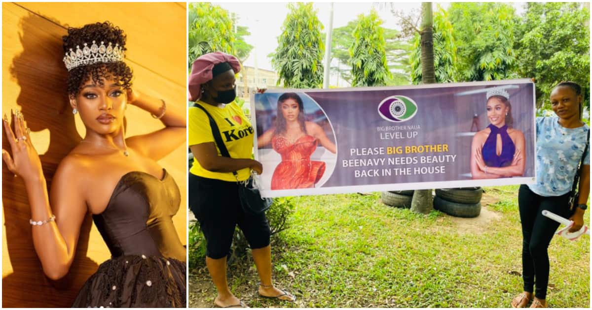 BBNaija's Beauty's fans on the streets with posters.
