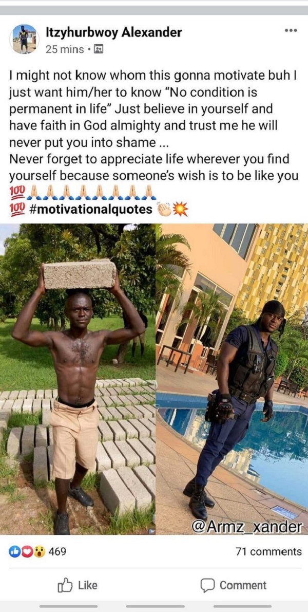 Ghanaian policeman who carried cement blocks on the streets shares 'grass to grace' story with photos