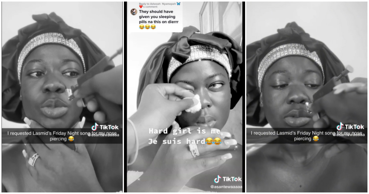 Asantewaa gets nose piercing; videos show her crying and getting restless, fans react