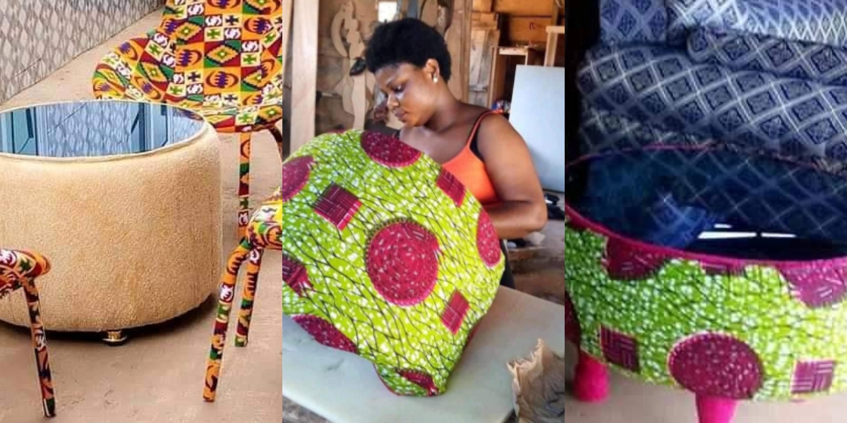 Meet Hannah Akomeah, the SHS graduate who turns used car tyres into beautiful furniture (photos)