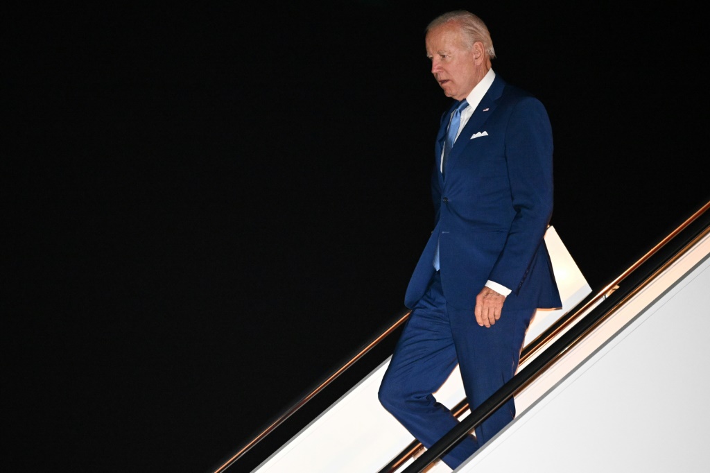 US President Joe Biden disembarks Air Force One upon arrival at Andrews Air Force Base in Maryland after his first Middle East trip -- which led only to small, if any, gains