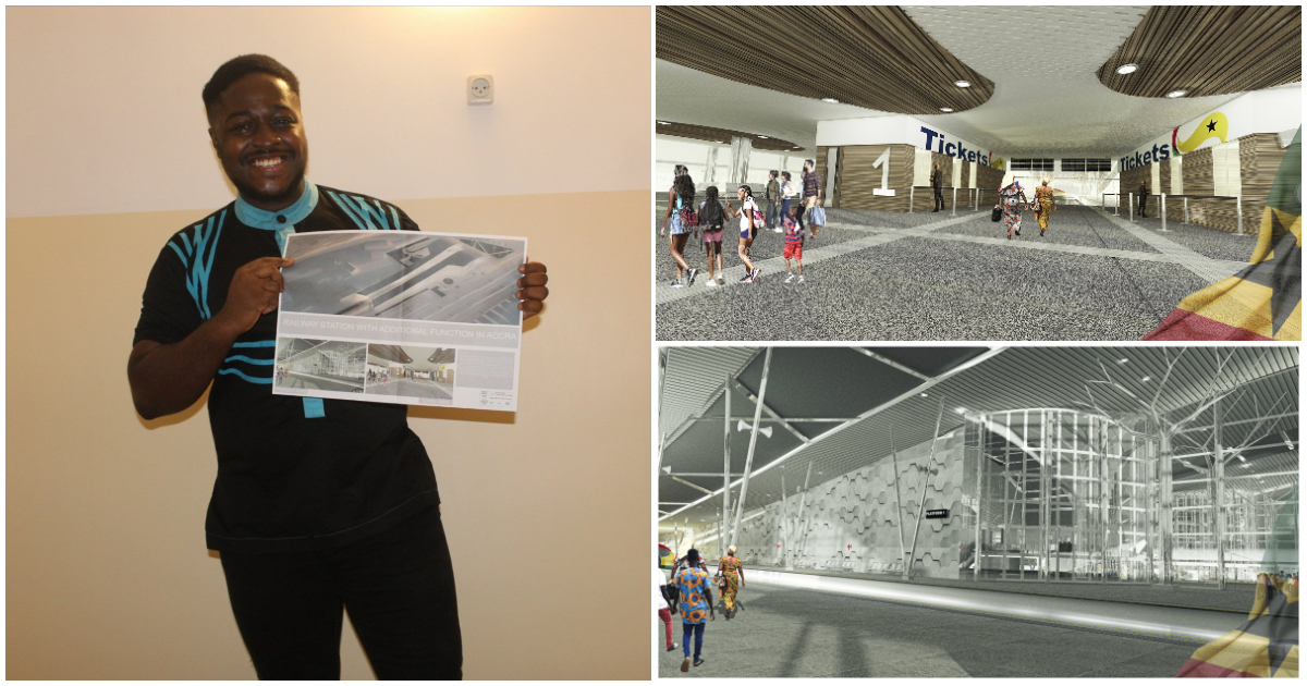 22-year-old Ghanaian architect wows netizens with beautiful design of Accra Railway Station