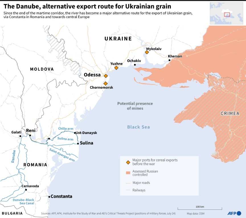 The Danube, the alternative transport route for Ukrainian grain