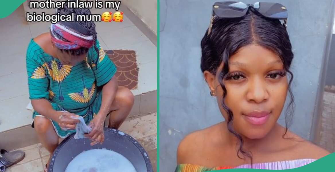 Lady shows her mother-in-law washing her underwears