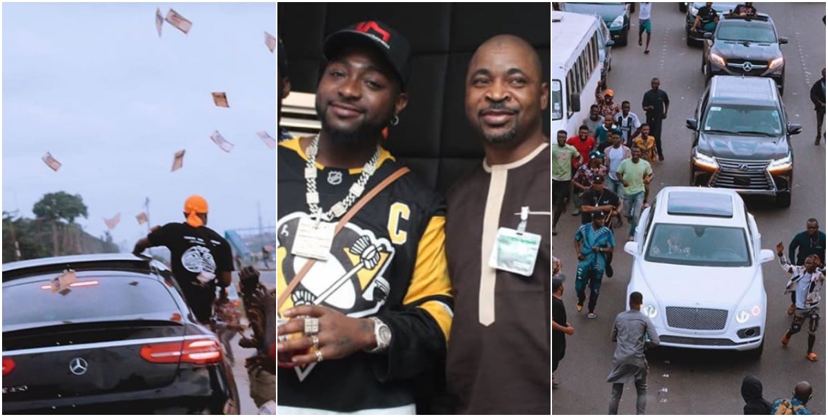 Davido causes frenzy in Oshodi as he visits MC Oluomo, throws money in the air