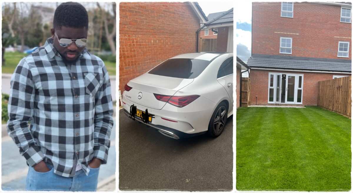 Man living in the UK shows off his car and house.