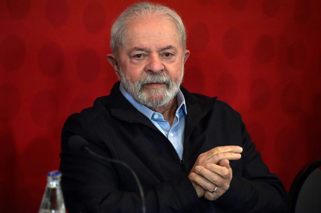 Former Brazilian president Luiz Inacio Lula da Silva at the launch of his campaign program ahead of October's election