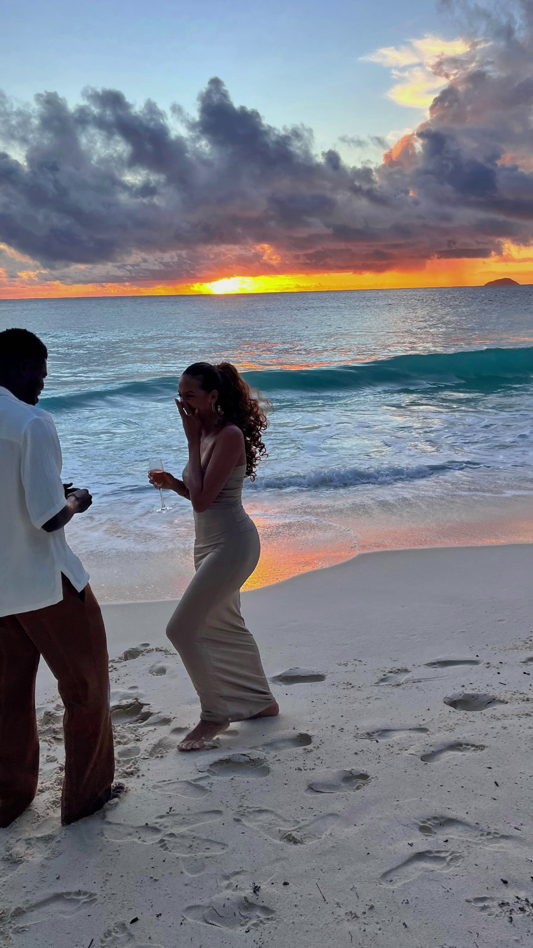 Partey proposing to his baby mama Janine Mackson