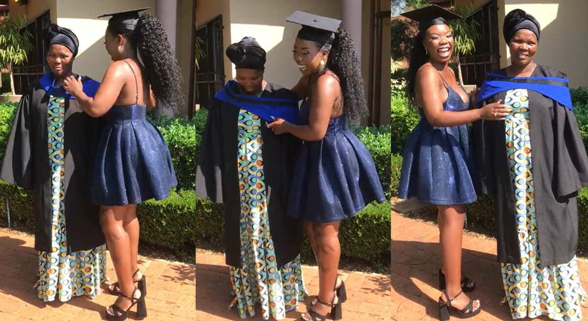 "Congratulations mama": University graduate removes her graduation gown and wears mum, video emerges