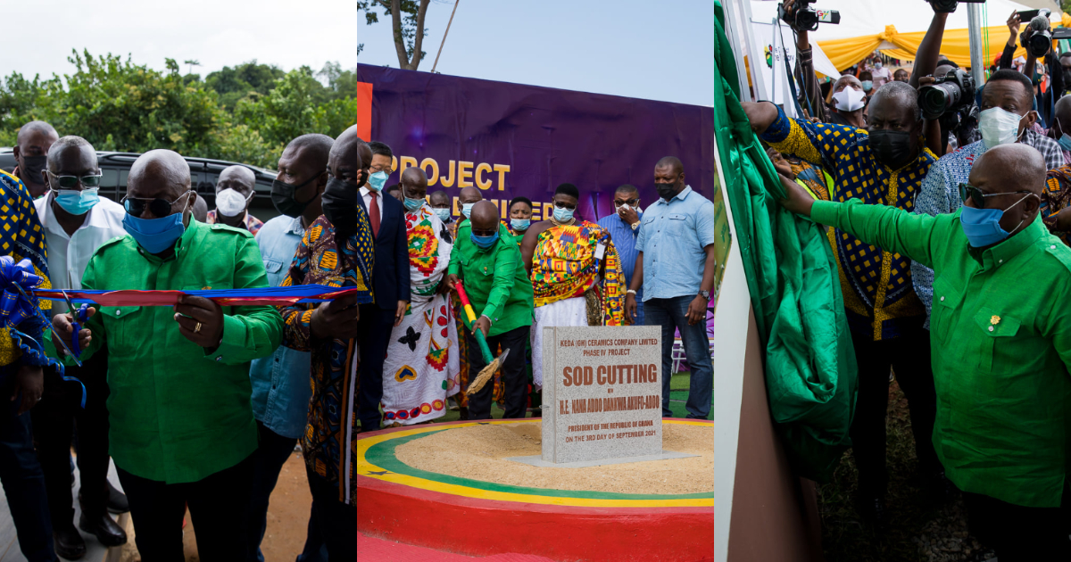 Photos drop as Akufo-Addo commissions ceramic factory and $2.8 million rubber factory