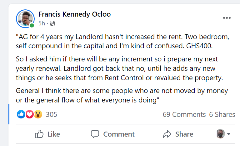 A tenant's account