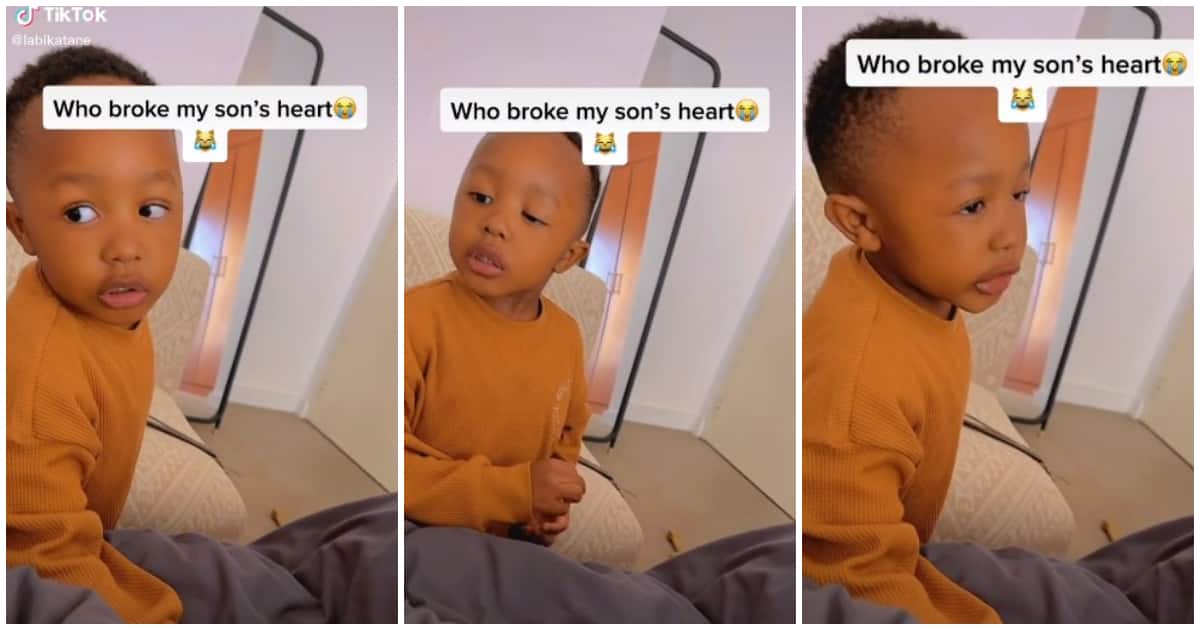 "Who broke my son's heart?": Mum funnily laments as her kid confesses in video that he doesn't like girls