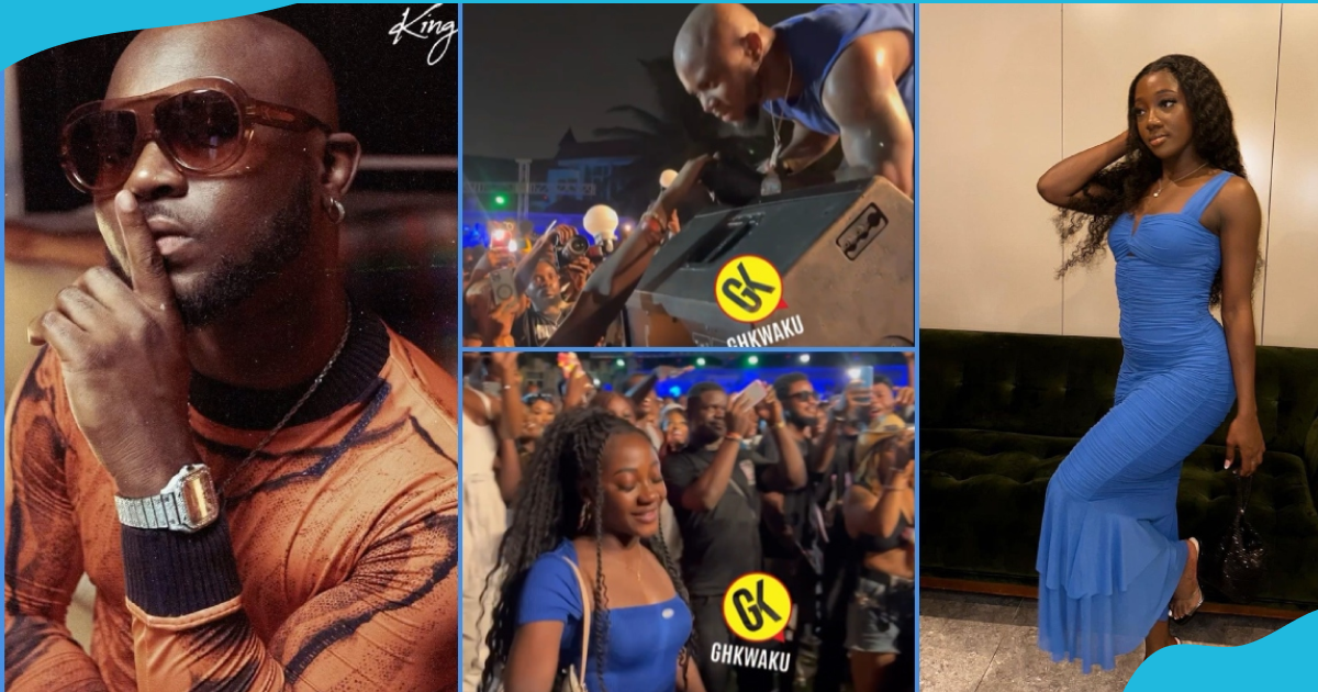 King Promise kisses beautiful lady on stage during concert: "Somebody's girlfriend"