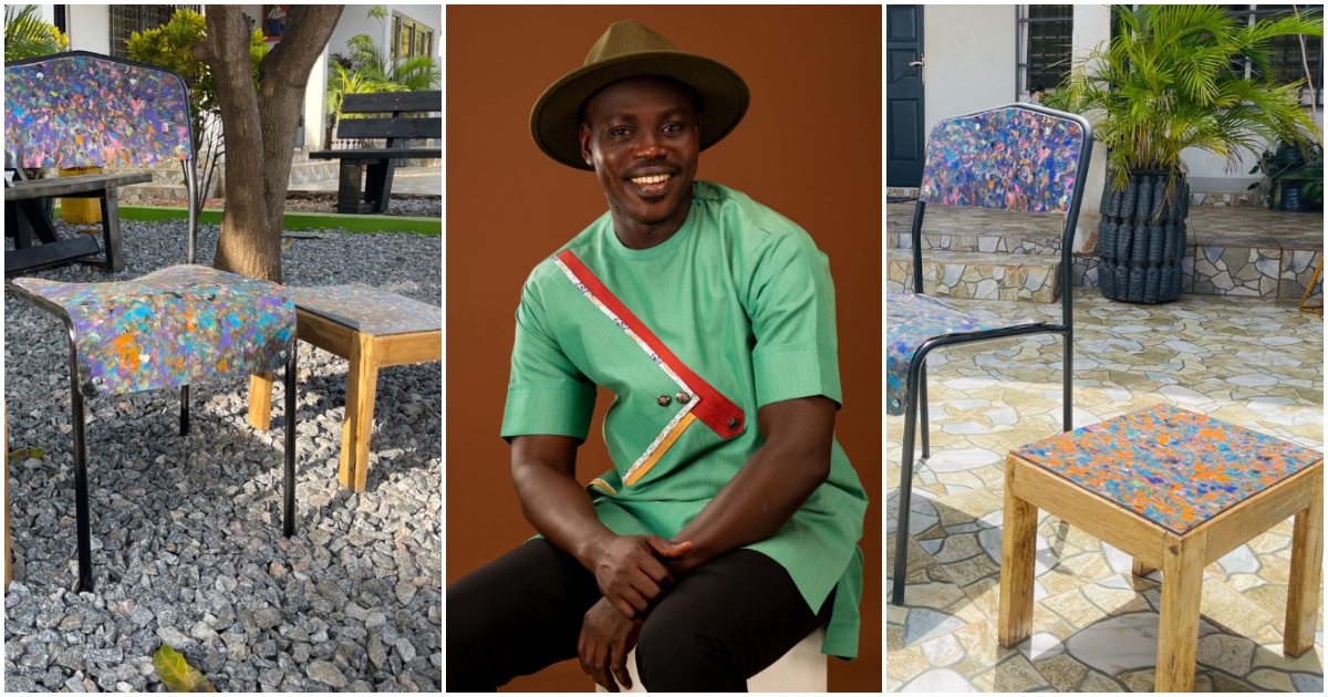 Photos of Makafui Awuku and his furniture.