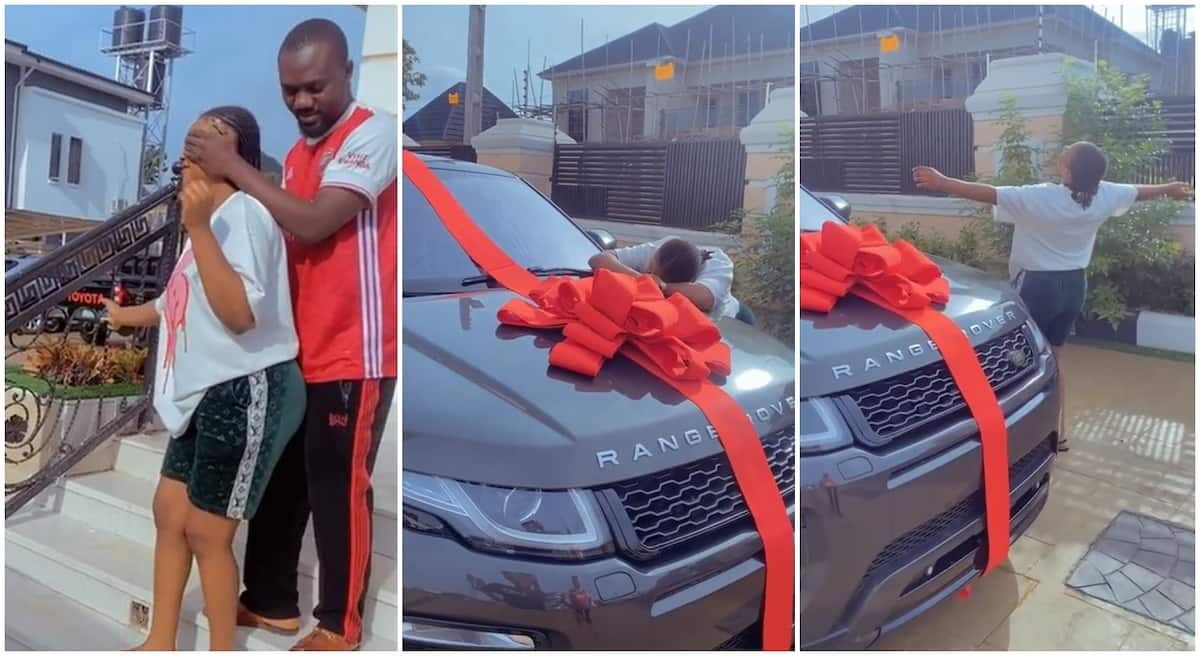 "Not even a kiss For Him?" Video of Man Gifting Brand New Range Rover to His Woman Sparks Mixed Reactions