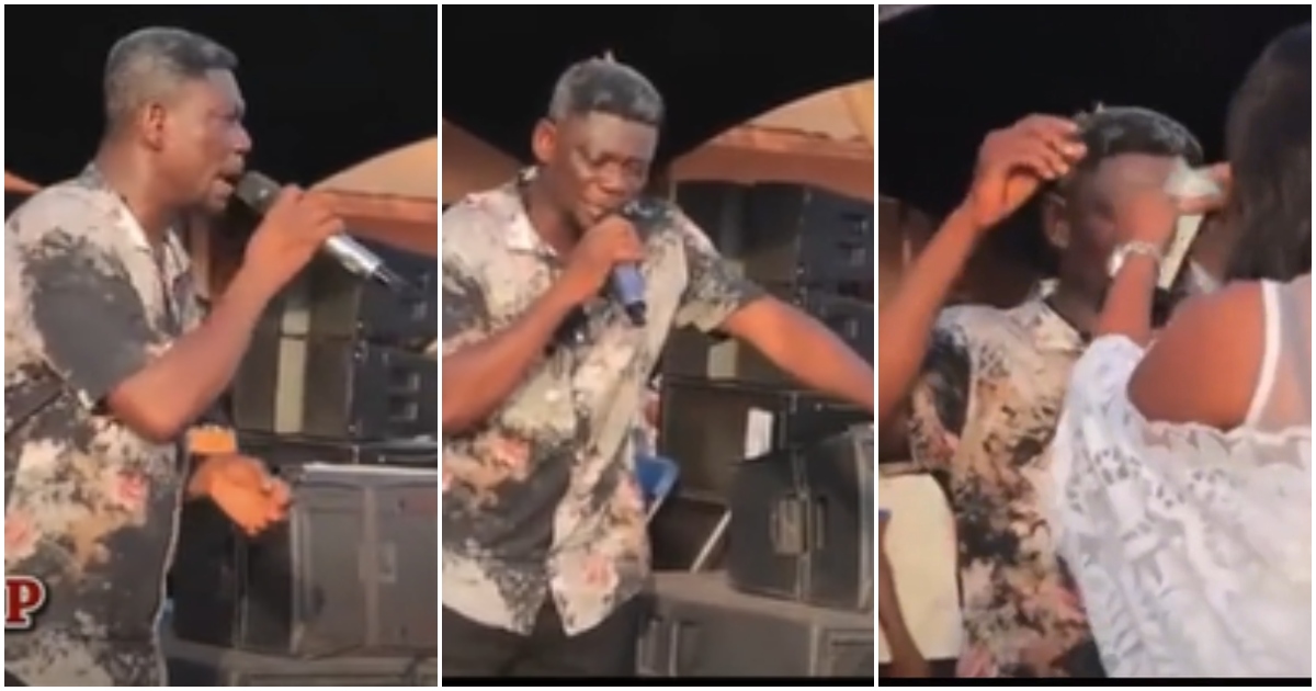 Agya Koo Performs At Funeral Grounds; Gets Sprayed With Dollars In Video