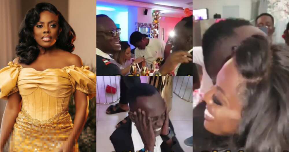 Hon Aponkye in tears as he meets his godmother Nana Aba Anamoah at her lavish birthday party