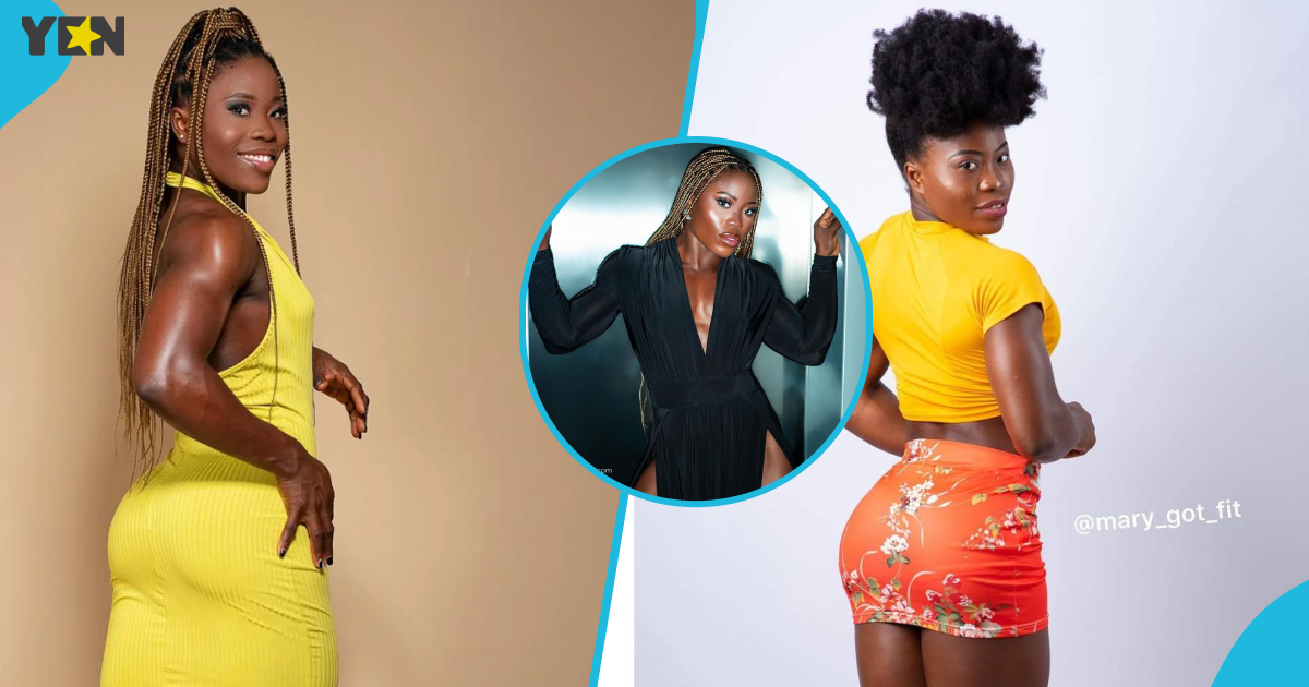 Ghanaian female bodybuilder Mary Got Fit goes viral as she flaunts her thighs in a daring black dress