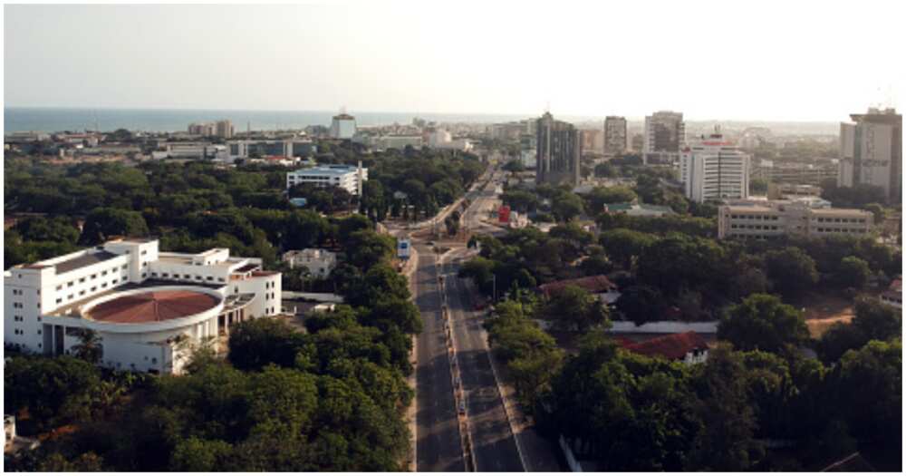 Aerial view of an area in Accra