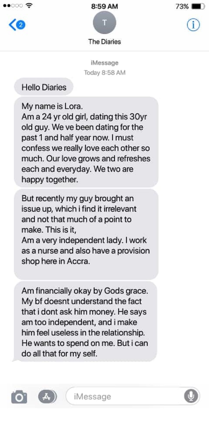 'My boyfriend gets angry with me for not asking him for money' - Ghanaian lady