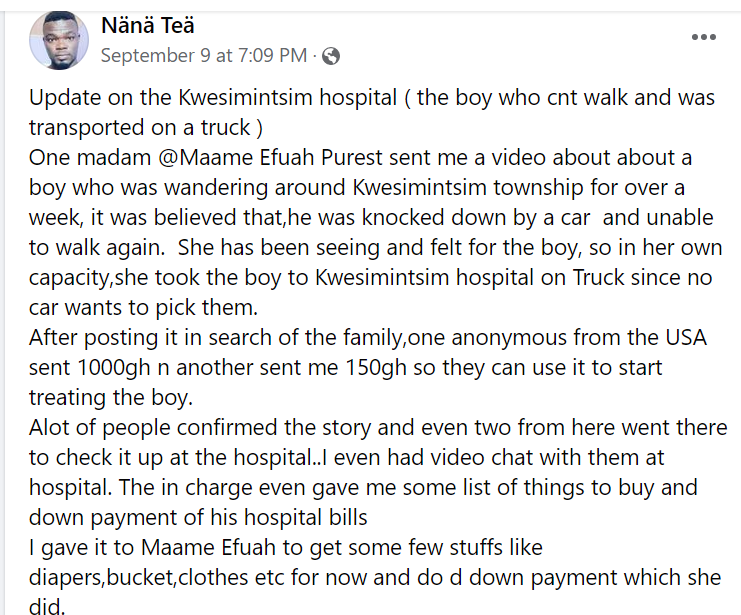 Nana Tea shares touching story of a boy who was found on the street in Takoradi.