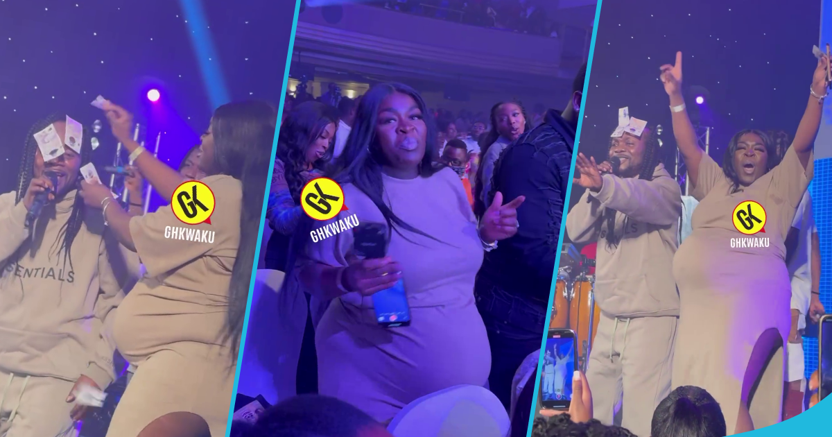 Daddy Lumba's UK Concert: Heavily pregnant lady meets her idol, sprays money on him on stage, video