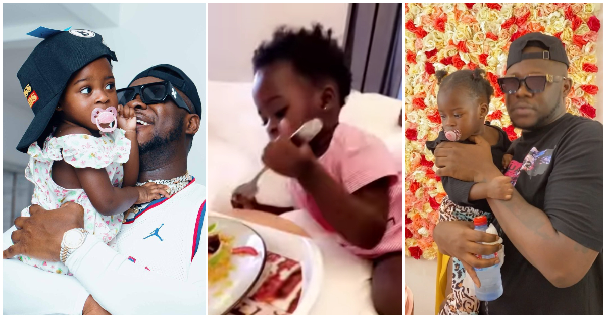 Big mama: Fella Makafui and Medikal's daughter feeds with him like a baby, video stirs laughter