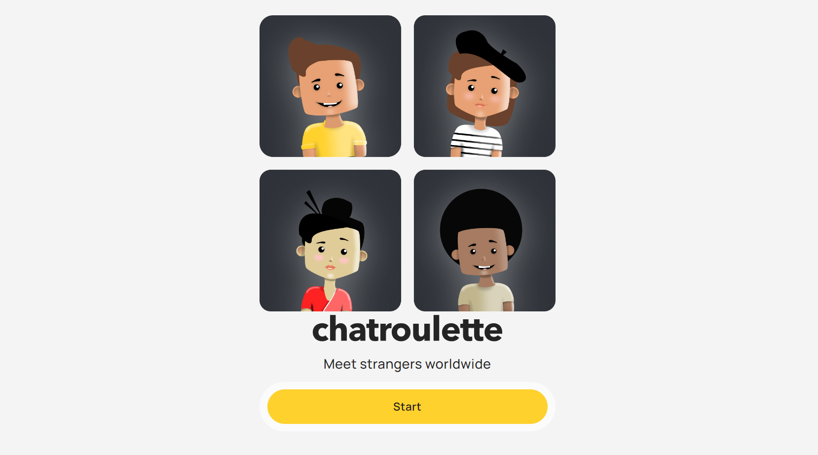 Chatroulette's homepage.