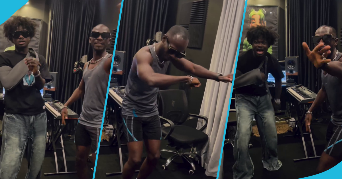 Kuami Eugene and Okyeame Kwame jam hard to their new song in the studio, video excites fans
