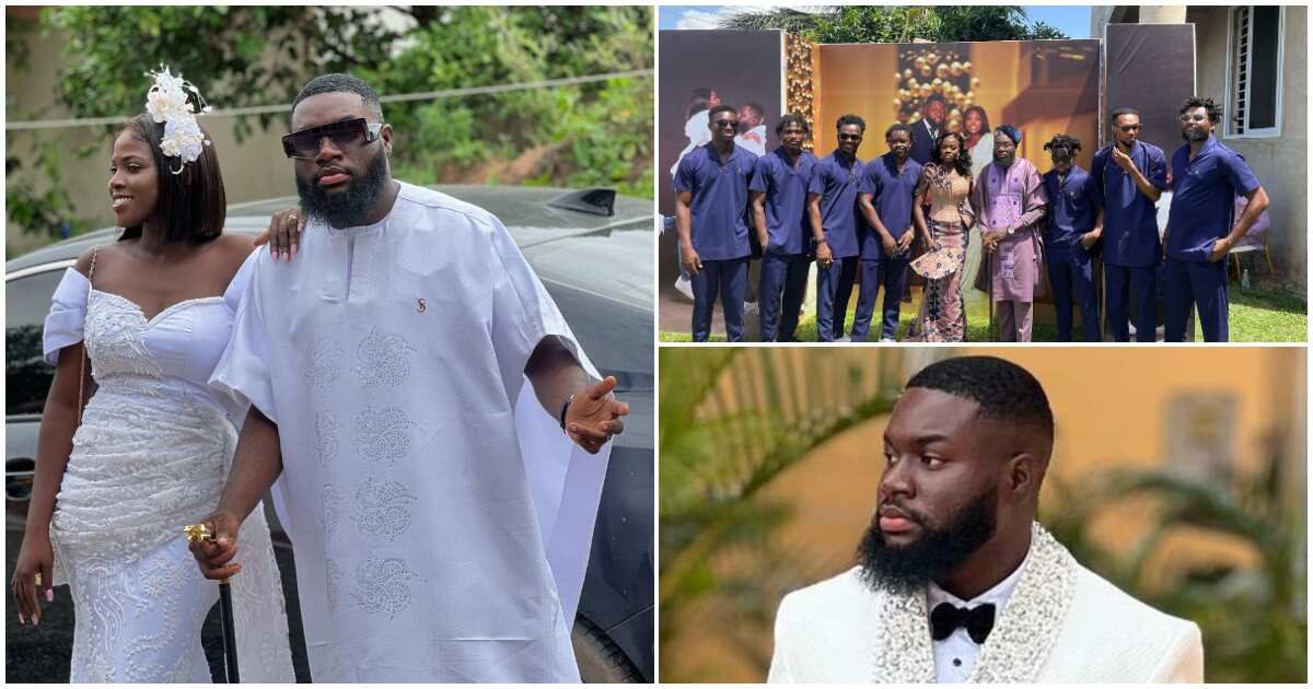 Ghanaian Male Fashion Designer Stands Out As He Designs A White Jacket With Rhinestones For His Plush Wedding