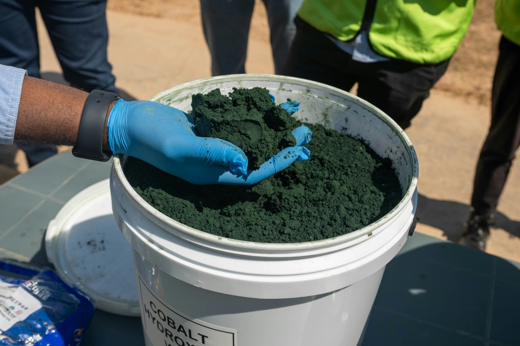 Cobalt hydroxide powder produced at the mine -- a key component in batteries