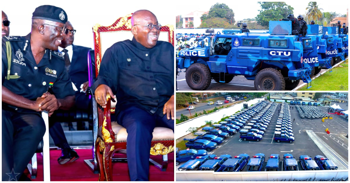 President Akufo-Addo has beefed up Ghana's security by handing over motorbikes, pickup vehicles, armoured cars among others to augment the existing fleet of the police