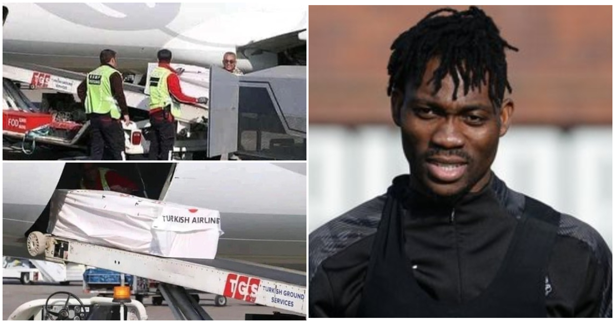 Christian Atsu's remains in a casket being transported from Turkey