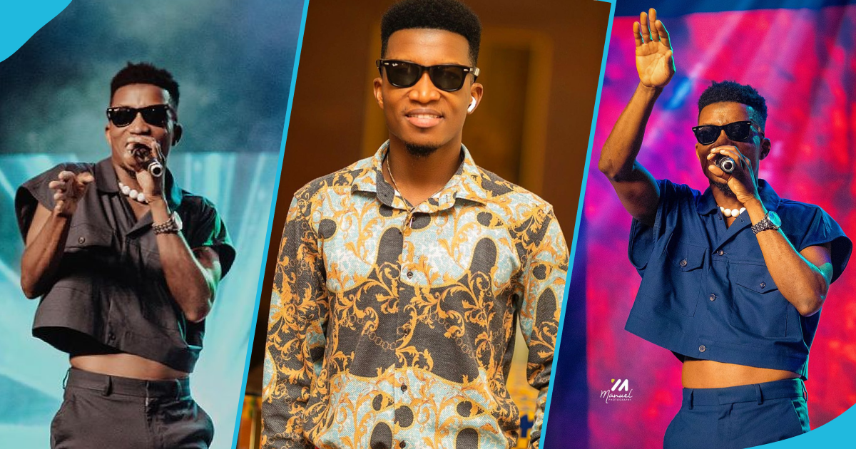 Kofi Kinaata slays in a cropped shirt, shows off his belly in photos, fans react
