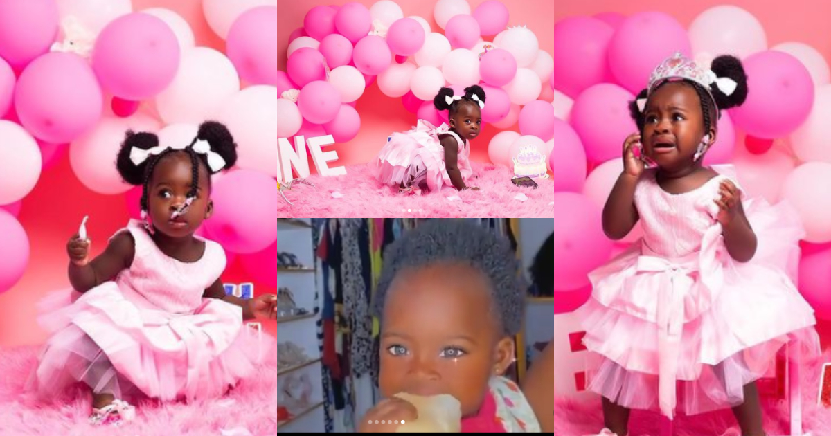 Medikal shares videos of Island chewing bread and egg with her 2 teeth as he wishes her happy b'day