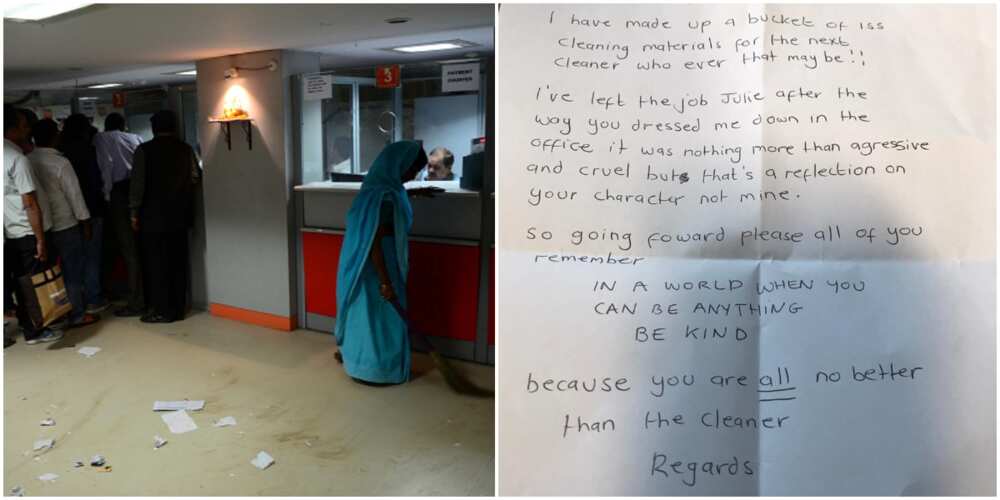 Woman who Works as Bank Cleaner Finally Dumps Job after 35 Years, Drops Heart-touching Note for Her Awful Boss