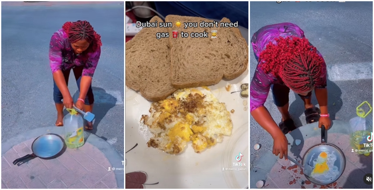 A woman in Dubai fries egg