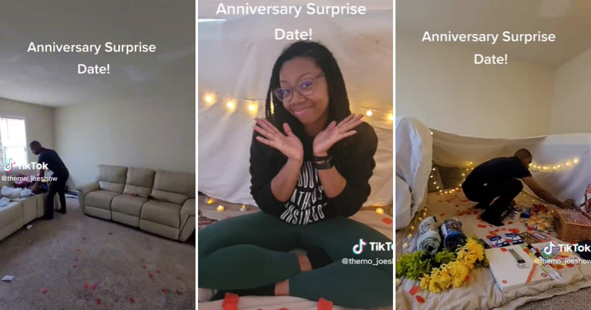 TikTok gushes over surprise anniversary date man pulled off for his woman: Fairy lights, snacks, and all