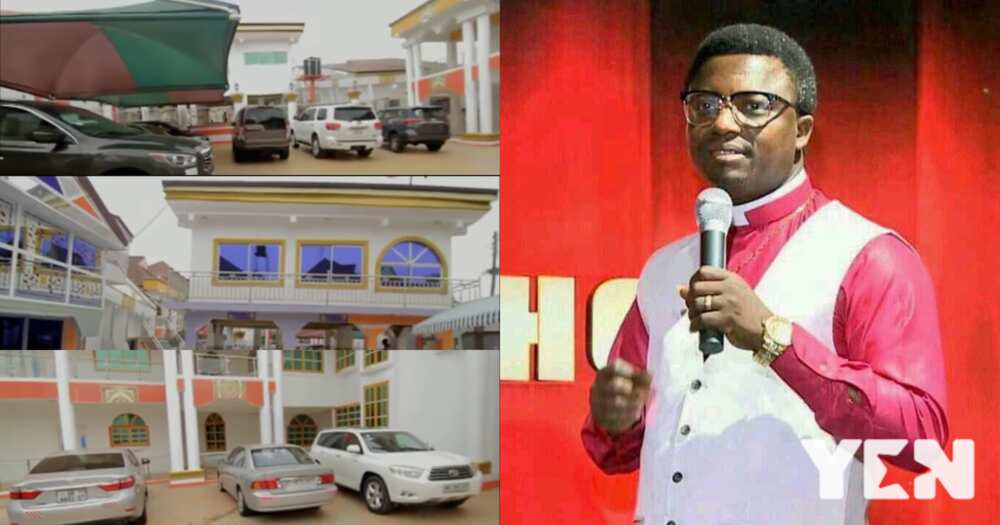 Prophet Opambour Adarkwa Yiadom flaunts his mansion with over 20 posh cars