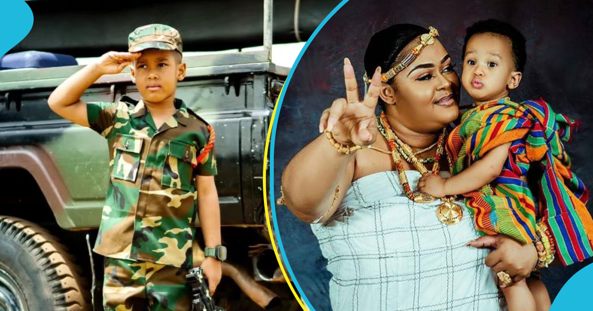 Vivian Jill's son's powerful 7th birthday photos of him in military outfit sparks reactions: "A born leader"