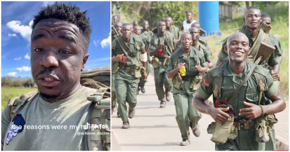 Photos of a Ghanaian man and Ghanaian soldiers in training