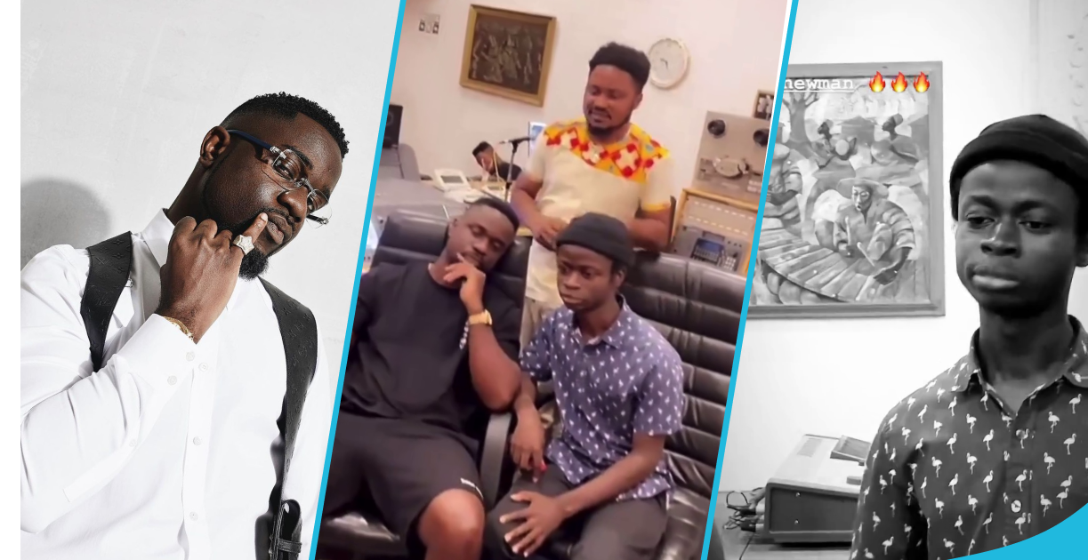 Safo Newman overjoyed as he meets Sarkodie for the first time in a studio after Akokoa went viral