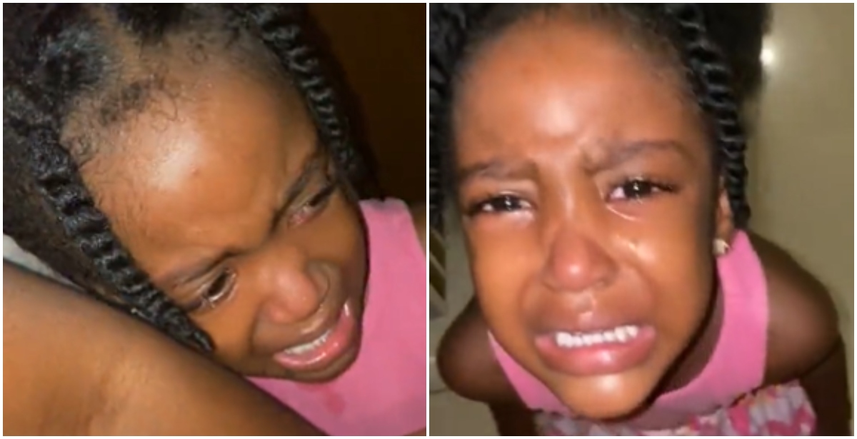 Young girl weeping for her mother to stop loving her father