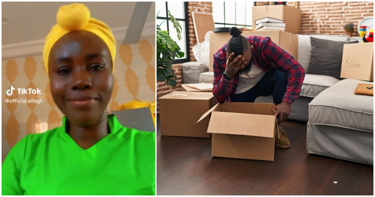 Photos of a lady and a young man moving out of an apartment