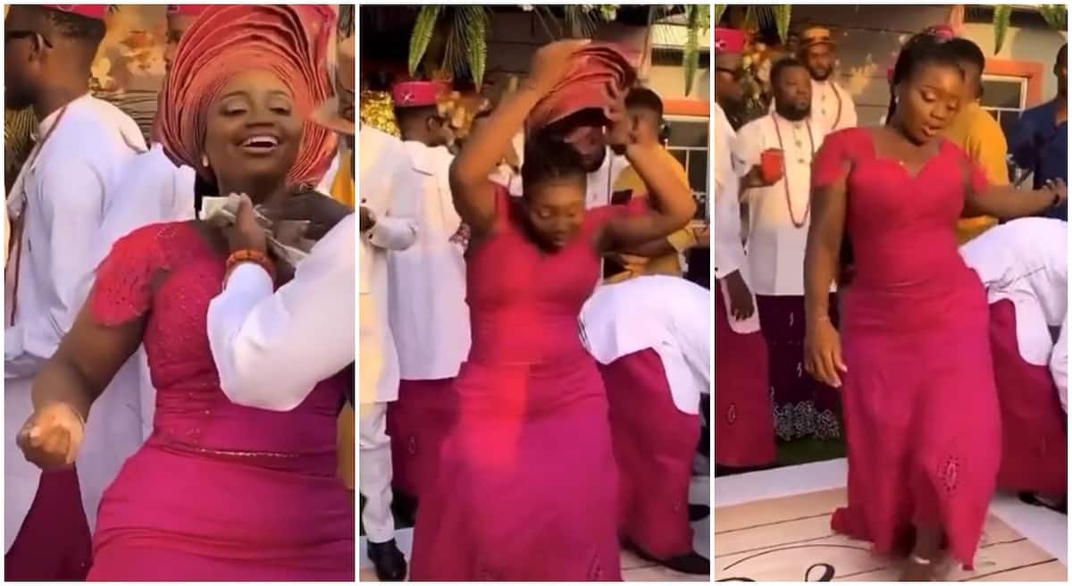Nigerian lady removes dances at wedding.