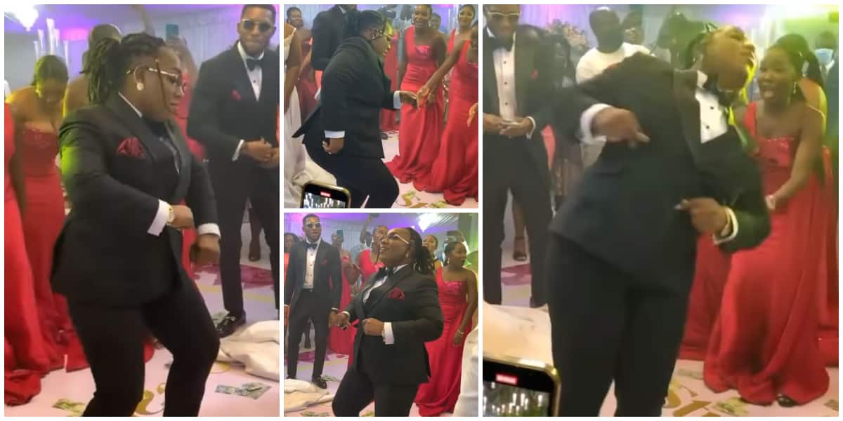 People gush as groomslady steal show at wedding with amazing legwork, video goes viral